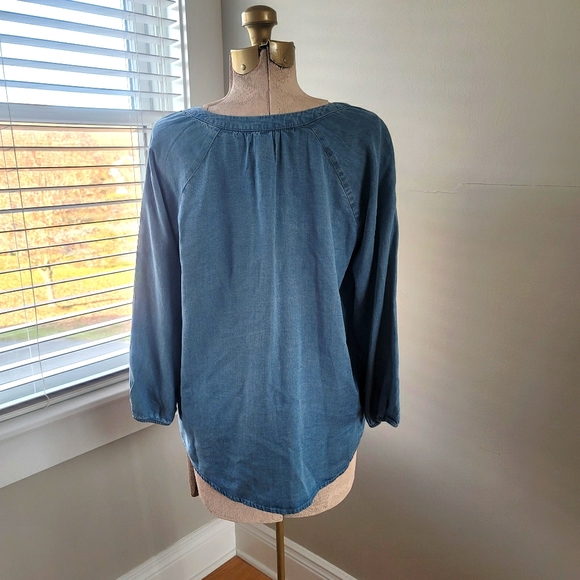 Chambray Gap Peasant Blouse - Picture 2 of 2